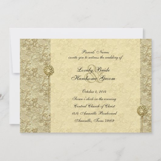 Fancy gouden brocade-weddenschappen kaart (Voorkant)