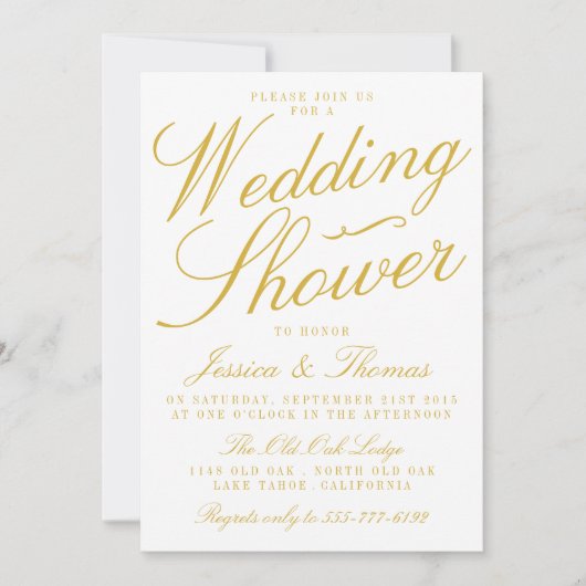 Fancy gouden en witte bruiloft Shower-uitnodiginge Kaart (Voorkant)