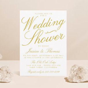 Fancy gouden en witte bruiloft Shower-uitnodiginge Kaart