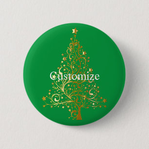 Fancy Gouden Kerstboom Thunder_Cove Ronde Button 5,7 Cm