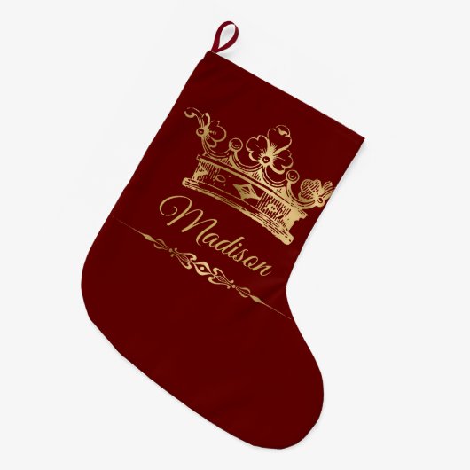 Fancy gouden kroonkroon grote kerstsok (Voorkant (Hangend))