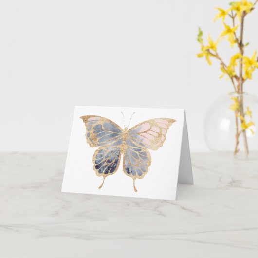 Fancy gouden vlinder BLANK Kaart (Gele Bloem)