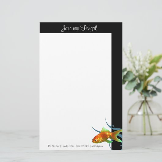 Fancy goudstaartvis briefpapier (Staand voorkant)