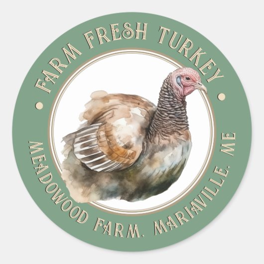 Fancy Groen Ei Kartonetiket Boerderij Vers Turkije Ronde Sticker (Voorkant)