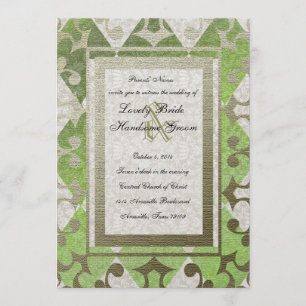 Fancy groen goud Harlequin middeleval bruiloft Kaart