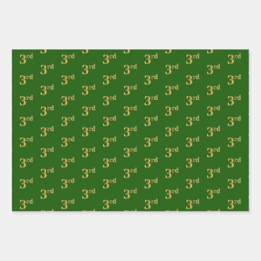 Fancy groen, grijs, Paars, Faux Gold 3rd Event # Inpakpapier Vel (Voorkant)