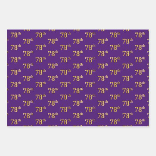 Fancy groen, grijs, Paars, Faux Gold 78th Event # Inpakpapier Vel (Voorkant 3)