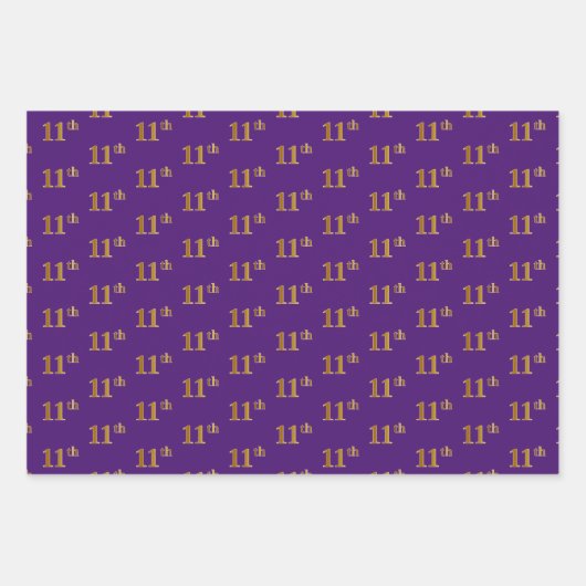 Fancy Groen, Grijs, Paarse, Faux Gold 11e Event # Inpakpapier Vel (Voorkant 3)