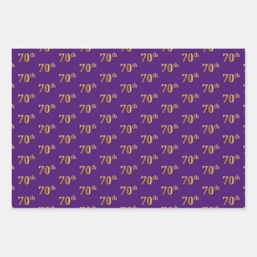 Fancy Groen, Grijs, Paarse, Faux Gold 70ste Evenem Inpakpapier Vel (Voorkant 3)