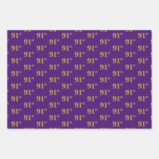 Fancy Groen, Grijs, Paarse, Faux Gold 91e Event # Inpakpapier Vel (Voorkant 3)