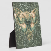 Fancy Groen Steampunk Vlinder Tafelblad Fotoplaat (Zijkant)