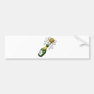 Fancy groene Cartoon Champagne Bottle Popping Cork Bumpersticker