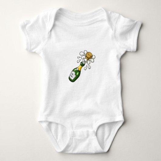 Fancy groene Cartoon Champagne Bottle Popping Cork Romper (Voorkant)