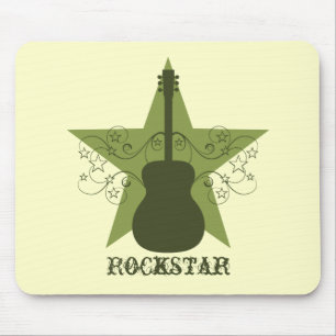 Fancy Guitar Star Swirls Mousepad, groen Muismat