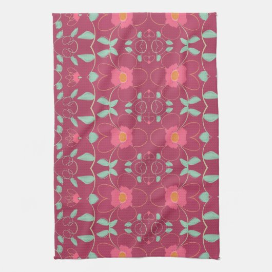 Fancy handdoek met roze en Sinaasappel (Verticaal)