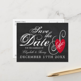  Fancy hart - Chalkboard Save the Date Aankondigingskaart
