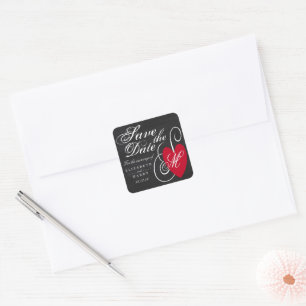  Fancy hart - Chalkboard Save the Date Vierkante Sticker
