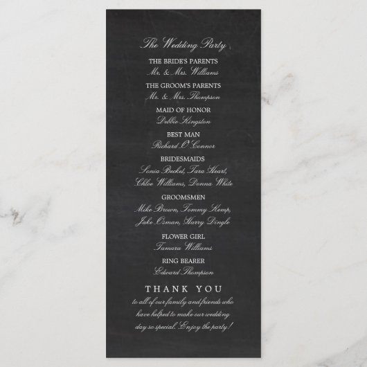Fancy hart - Chalkboard Wedding Programma (Achterkant)