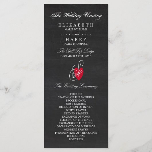 Fancy hart - Chalkboard Wedding Programma (Voorkant)