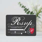  Fancy hart - Chalkboard Wedding RSVP Kaartje (Staand voorkant)
