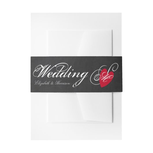  Fancy hart - Chalkboard Wedding Uitnodigingen Wikkel (Voorkant Voorbeeld)