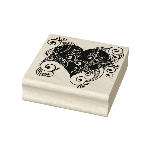 Fancy hart 	rubberstempel (Stempel)