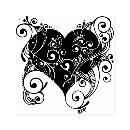 Fancy hart 	rubberstempel (Afrduk)