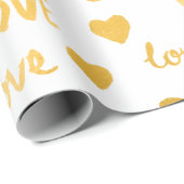 Fancy harten goud wit liefde Confetti Valentijn Cadeaupapier (Rol Hoek)