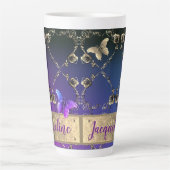 Fancy hartslag Paarse gradiënt met naam latente Mo Latte Mok (Voorkant)