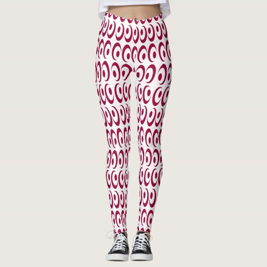 Fancy, heldere, levendige rode rotswirls ontworpen leggings (Voorkant)
