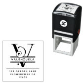 Fancy hoofdletter - V - Retouradres Monogram Zelfinktende Stempel (In situ)