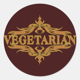 Fancy in bruin - vegetarisch ronde sticker