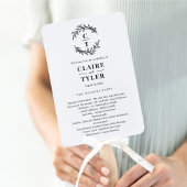 Fancy Initialen BEWERKBAAR KLEUR bruiloft programm Handwaaier