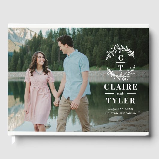 Fancy Initialen bruiloft foto gastenboek (Voorkant)