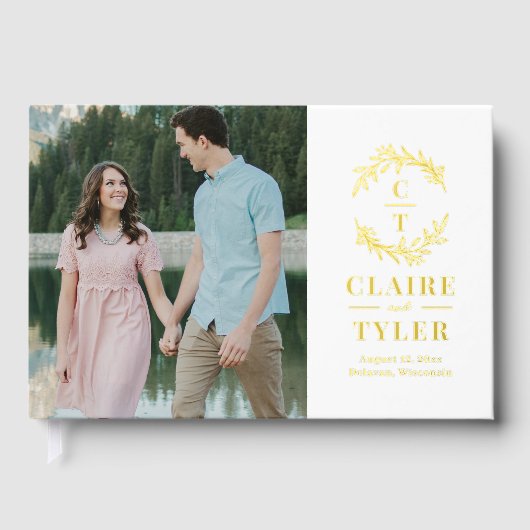 Fancy Initialen Folie bruiloft gastenboek (Voorkant)