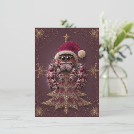 Fancy Jumping Spider Christmas Cards Feestdagenkaart (Staand voorkant)