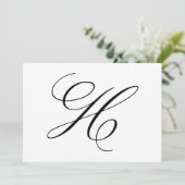 Fancy kalligrafie letter H monogram trouw Bedankkaart (Staand voorkant)