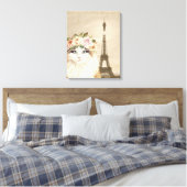 Fancy kat- en eiffeltoren canvas afdruk (Insitu (Slaapkamer))