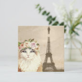 Fancy kat- en eiffeltoren kaart (Staand voorkant)