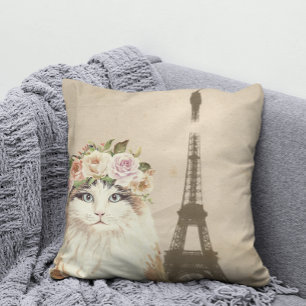 Fancy kat- en eiffeltoren kussen