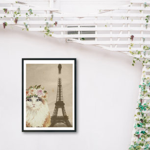 Fancy kat- en Eiffeltoren Poster