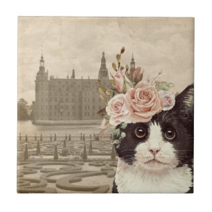 Fancy kat en het kasteel tegeltje