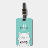 Fancy kat met monocle | Monogram Bagagelabel (Voorkant verticaal)