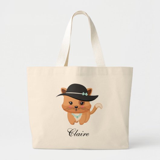 Fancy kat met Pet Grote Tote Bag (Voorkant)