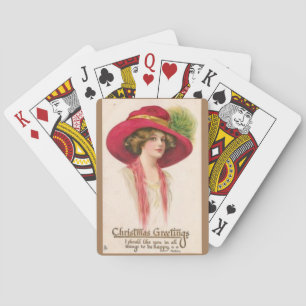 Fancy kerst dame pokerkaarten