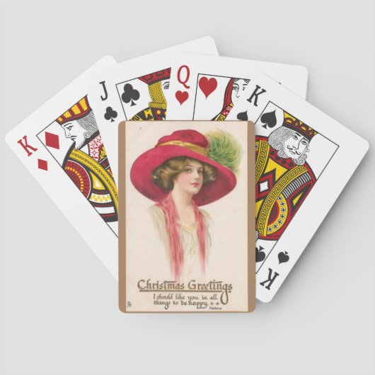 Fancy kerst dame pokerkaarten (Achterkant)