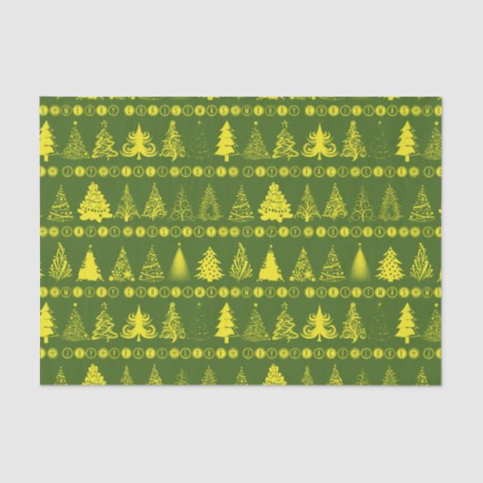 Fancy kerstboom groen geel weefsel papier (Voorkant)