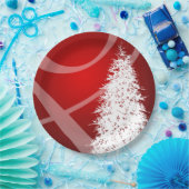 Fancy kerstboomfeestdagen — Rood design wit Papieren Bordje (Feest)