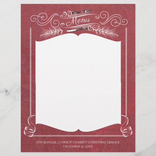 Fancy kerstfeestmenu met vorkmes (Voorkant)