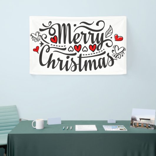 Fancy kerstkalligrafie met vrolijk kerstfeest spandoek (Beurs)